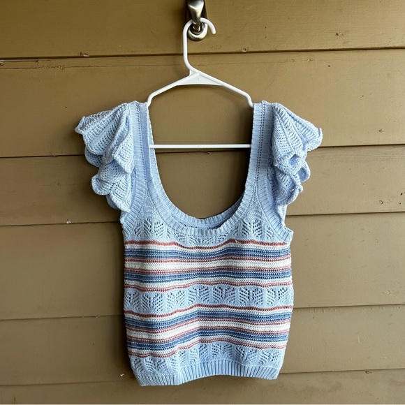Forever 21 Crochet Crop Top - Size M - Stripes Festival Summer - Picture 4 of 5